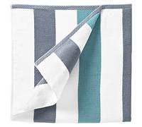 Laguna Beach Textile Co. Serviette de Plage Cabana rayée - Coton Pelucheux 630 g/m² - Gris Pierre et Vert Verre de mer