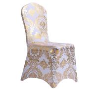 LAGUOE Housse de chaise extensible à imprimé doré, douce et résistante qui améliore n'importe quelle salle à manger ou salle de réunion, décoration de fête de Noël
