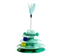 LAGUOE Jouet à plumes pour chats Plateau tournant Chaton Roller Tracks Interactif Education Ennui Puzzle Baguette Baguette d'intérieur pour chats d'intérieur