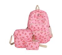 LAGUOE Lot de 3 sacs à dos d'école avec nœuds - Grande capacité - Style décontracté - Esthétique - Pour le quotidien, D