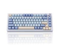 LAGWKX Clavier mécanique de jeu filaire à 75 % avec bouton de volume, clavier remplaçable à chaud, interrupteur linéaire pré-lubrifié, rétroéclairage RVB, touches PBT (blanc)