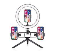 LAHappy LED Lumière Anneau avec Trépied 10" LED Ring Light 3 Support de Téléphone 3 Modes d'Eclairage Chargeur USB pour Youtube/TikTok/Vidéo/Photo