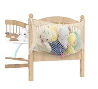 LAHAQIQI Filet de Rangement Peluches pour Bord de Lit en Coton, Hamac Jouets Style Bohème Chic, Beige, 1 Pièce