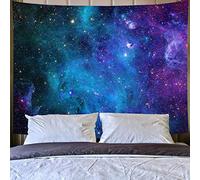Lahasbja Tapisserie murale galaxie bleu ciel étoilé univers espace tapisserie murale psychédélique nébuleuse étoiles toile de fond pour salon dortoir