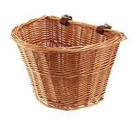Lahdrhab Panier de Velo Retro et Fait Main en Osier avec Sangle de Cuir