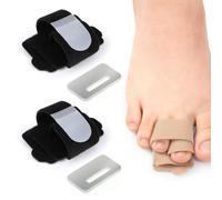 Lahkvor 2 Pièces Correcteur d'Orteil en Marteau, Bandage d'Orteil avec Plaque en Aluminium, Attelle d'Orteil Réglable pour Orteil en Marteau, Hallux Valgus, Soins des Pieds Orthopédiques Unisexe, Noir