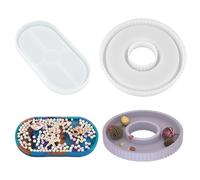 lahnao 2 Pièces Moule Silicone Resine Epoxy Rond, Moule Resine Créatif, Moule à Plateau Ovale En Silicone pour la Fabrication de Plateaux de Thé et Plateau à Fruits