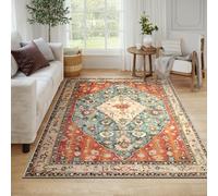Lahome Grand Tapis Tribal bohème - Grand Tapis Doux et Lavable pour Chambre à Coucher, Salle à Manger, Salon, Salle de Classe, Bureau, Appartement, proch, dortoir, 15,2 x 24,7 cm, Rouille
