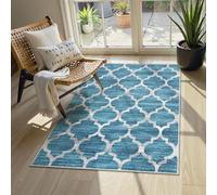 Lahome Tapis marocain en Fausse Laine antidérapante et Lavable - Tapis de Plancher d'aspect Vieilli pour Salon, Chambre à Coucher, buanderie (0,9 x 1,5 m, Bleu)