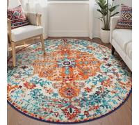 Lahome Tapis Rond avec médaillon Floral bohème, 1,8 m, Doux, Lavable, pour Salon, Salle à Manger, Vintage, antidérapant, Mignon, Nappe pour Chambre d'amis, Cadeau
