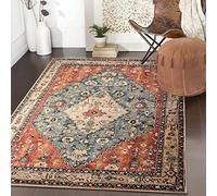 Lahome Tapis Tribal bohème - 91 x 152 cm - Tapis d'entrée en Fausse Laine bohème antidérapant Lavable pour entrée, Salon, Chambre à Coucher, Table à Manger