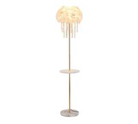 LAHTIQWE Lampadaire en forme de plume, cristal sur pied avec table basse, intensité variable pour salon, chambre à coucher, bureau