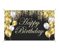 Lahviuu Banderole Joyeux Anniversaire,1 pcs Or Bannière Anniversaire Banniere Joyeux Anniversaire Toile de Fond Décoration Anniversaire,pour Maison Mur Extérieur Fête Deco Hommes Femmes Garçons Fille