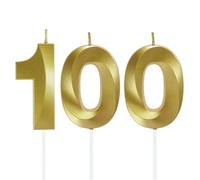 Lahviuu Bougie Numéro Anniversaire Bougie 100 Ans Bougie Fontaine Bougies Numéro Bougies de Gâteau Décorations de Fête,pour Homme Femme Mariage Célébration Fournitures, Or