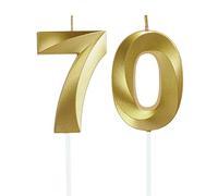 Lahviuu Bougie Numéro Anniversaire Bougie 70 Ans Bougie Fontaine Bougies Numéro Bougies de Gâteau Décorations de Fête,pour Homme Femme Mariage Célébration Fournitures, Or
