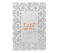 Lahviuu Napperon Papier Dentelle 140 Pcs Napperons en Papier Décoratif Blanc Gâteau Emballage Tampon Jetable sous-Verres pour Desserts Collations Décorations de Mariage et Vaisselle 23x16 cm