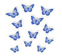 Lahviuu Papillon Decoration,12 pcs 3D Papillons Decoratifs Scrapbooking Papillon Autocollant Mural Stickers Muraux Decoration Murale Chambre, pour Enfants et Filles Bleu