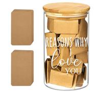 LAIAME - Bocal avec 100 cartes de notes, cadeau d'anniversaire, relation longue distance pour petit ami, petite amie, lui, elle, bocal de gratitude pour maman, papa, anniversaire de mariage, couple