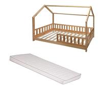 Laïba For Kids Ensemble Lit cabane Enfant Oasis Beige 90x190 cm + Matelas Enfant 90x190 cm Blanc
