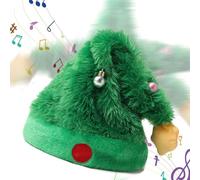 LAIBUY Chapeau de sapin de Noël amusant et dansant, 68,6 cm, chapeau de Père Noël chantant musical - Chapeau de Noël fantaisie pour fête de vacances, chapeau électrique en peluche pour cadeau de Noël