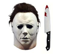 LAIBUY Lot de 2 masques Michael Myers et couteaux en latex pour Halloween et cosplay