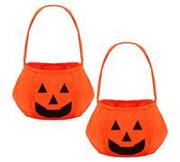 LAIBUY Lot de 2 sacs à bonbons en forme de citrouille d'Halloween, panier à bonbons en forme de citrouille d'Halloween, seau à bonbons pour tours ou friandises, sac à main fourre-tout orange pour fête