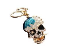 LAIBUY Porte-clés en forme de tête de mort, porte-clés en diamant, style punk, porte-clés en forme de tête de mort en cristal, porte-clés de voiture pour homme et femme