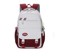 LAIBUY Sacs d'école, sac à dos décontracté pour étudiant primaire, collège et lycée, sac à livres pour fille, fils, voyage, printemps, sortie universitaire, randonnée avec pendentif en peluche, rouge