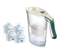 - Kit J9059 - Carmen Tosca - Carafe filtrante avec 4 filtres Bi-Flux - Plastique - Couleurs : crème et Vert foncé