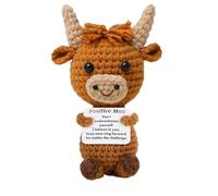 Laicaii Mini vache des Highlands positive, cadeau amusant avec carte positive, petites vaches tricotées au crochet, cadeaux pour femme, soutien émotionnel, cadeau souvenir