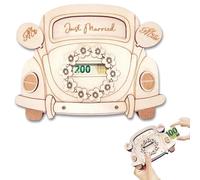 Laicaii Portefeuille en bois pour cadeau de mariage, portefeuille vintage en bois pour argent, idées de cadeaux de mariage créatives avec motif voiture rétro pour mariés et mariés, anniversaire de