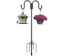 LAIDER HEROS Crochet de Berger de Jardin, 208cm Double Crochet de Jardin Robuste avec 5Broches Base Support d'Extérieur pour Mangeoires à Oiseaux pour Suspendre des Plantes, Décorations et Mariage