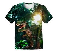 LAIDIPAS T-shirt graphique 3D cool à col rond unisexe à manches courtes pour garçons et filles de 6 à 16 ans, dinosaure, 8-10 ans