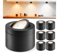 Laiebri 6x LED Spots en saillie noirs - Extra plats, orientables à 30°, Ø80 x 60 mm - Module LED 6 W 600 lm inclus, 230 V, 2700 K/4000 K/6500 K, intensité variable - Spots en saillie