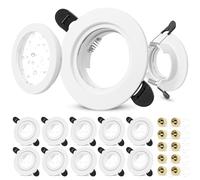 Laiebri Lot de 10 Spot LED Encastrable 230V IP65 Cadre Avec Douille GU10, Spots de Plafond Trou de Montage ø58-75mm, Rond Aluminium GU10 Spot LED Salle de Bain, Blanc