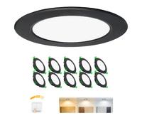 Laiebri Lot de 10 spots encastrés LED 230 V Noir - Spots de plafond extra plats IP44 - Ø 68-75 mm, 5 W, 500 lm, 2700 K/4000 K/6000 K, éclairage LED pour salle de bain, salon et cuisine