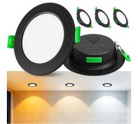 Laiebri Lot de 3 Spot LED Encastrable 230V Noir - Spots de plafond extra plats IP44 - Ø 68-75mm, 5W, 500lm, 2700K/4000K/6000K, éclairage LED pour salle de bain, salon et cuisine