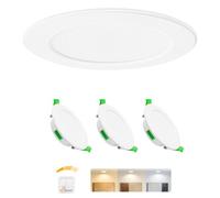 Laiebri Lot de 3 spots encastrés LED 230 V Blanc - Spots de plafond extra plats IP44 - Ø 68-75 mm, 5 W, 500 lm, 2700 K/4000 K/6000 K - Éclairage LED pour salle de bain, salon et cuisine