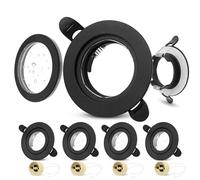 Laiebri Lot de 4 Spot LED Encastrable 230V IP65 Cadre Avec Douille GU10, Spots de Plafond Trou de Montage ø58-75mm, Rond Aluminium GU10 Spot LED Salle de Bain, Noir