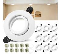 Laiebri Spot Encastrable GU10 Set, Lot de 10 Cadre Spot Encastrable en Blanc Rond Avec Douille GU10, Spots LED 230V Ø 68mm, 45° Orientable Cadre de Montage pour Spots de Plafond
