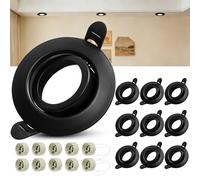 Laiebri Spot Encastrable GU10 Set, Lot de 10 Cadre Spot Encastrable en Noir Rond Avec Douille GU10, Spots LED 230V Ø 68mm, 45° Orientable Cadre de Montage pour Spots de Plafond