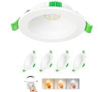 Laiebri Spot LED Encastrable 230V Dimmable 6W Extra Plat Spots de Plafond | 3 CCT Couleur 2700K/4000K/6000K, IP44 Étanche, Découpe Ø75-90mm, pour Salle de Bain Cuisine Salon, Blanc, Lot de 4