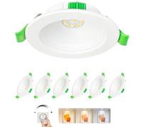 Laiebri Spot LED Encastrable 230V Dimmable 6W Extra Plat Spots de Plafond | 3 CCT Couleur 2700K/4000K/6000K, IP44 Étanche, Découpe Ø75-90mm, pour Salle de Bain Cuisine Salon, Blanc, Lot de 6