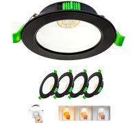 Laiebri Spot LED Encastrable 230V Dimmable 6W Extra Plat Spots de Plafond | 3 CCT Couleur 2700K/4000K/6000K, IP44 Étanche, Découpe Ø75-90mm, pour Salle de Bain Cuisine Salon, Noir, Lot de 4