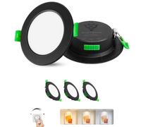 Laiebri Spot LED Encastrable 230V Dimmable Noir - IP44 Spots de plafond Encastre extra plats - 6W, 2700K/4000K/6000K, éclairage LED pour salle de bain, salon et cuisine, Ø75-90mm, Lot de 3