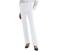 LaiEr Femme Robe Pantalon Ceinture Boucles Travail Stretch Pantalon Business Casual Jambe Droite Yoga Bootcut Pantalon avec Poches(White,X-Large)