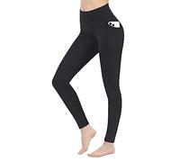 LaiEr Femmes Leggings Pantalon de Yoga Taille Haute Leggings avec Poches Workout Course Leggings Workout Tights(Black,X-Small)