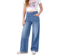 LaiEr Jean Large pour Filles, Denim Extensible Doux et Ample à Taille Haute, Multiples Poches, Coupe Droite Ample décontractée, Style Y2K Boyfriend/Skate/Streetwear, pour Les 5-14 Ans