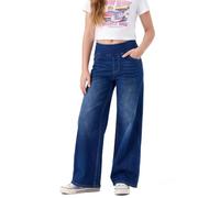 LaiEr Jean Large pour Filles, Denim Extensible Doux et Ample à Taille Haute, Multiples Poches, Coupe Droite Ample décontractée, Style Y2K Boyfriend/Skate/Streetwear, pour Les 5-14 Ans