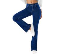 LaiEr Jeans de Yoga pour Femmes à Haute Élasticité,Sweatpants Skinny avec Élastique pour Relever Les Fesses et Fermeture Éclair,Pantalons Slightly Bootcut Doux,Combinaison Mode et Casual.(DarkBlueXL)